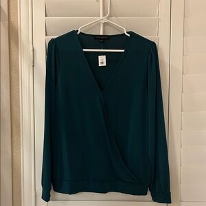 Banana Republic Teal V-Neck Wrap Blouse